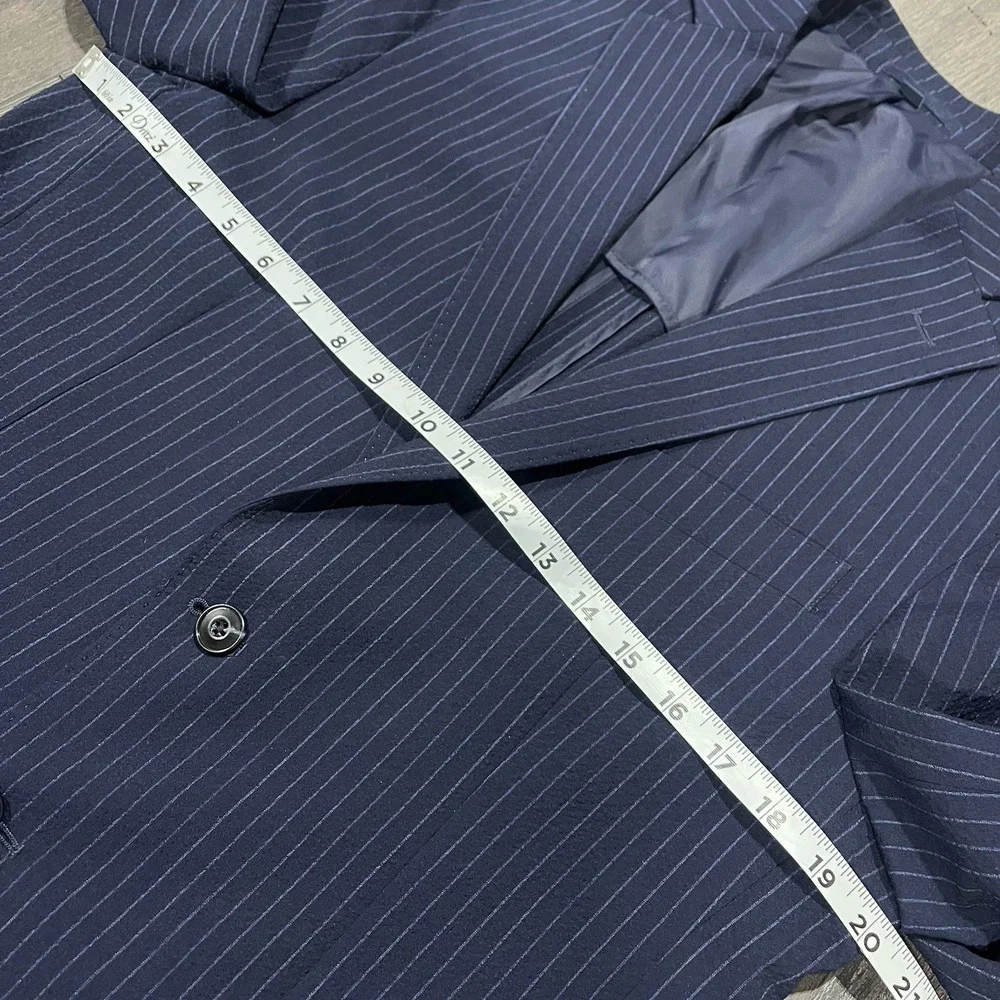 Jos A Bank Tailored Fit Sport Coat 40R Blue Wool Poly Stretch Unstructured 31608